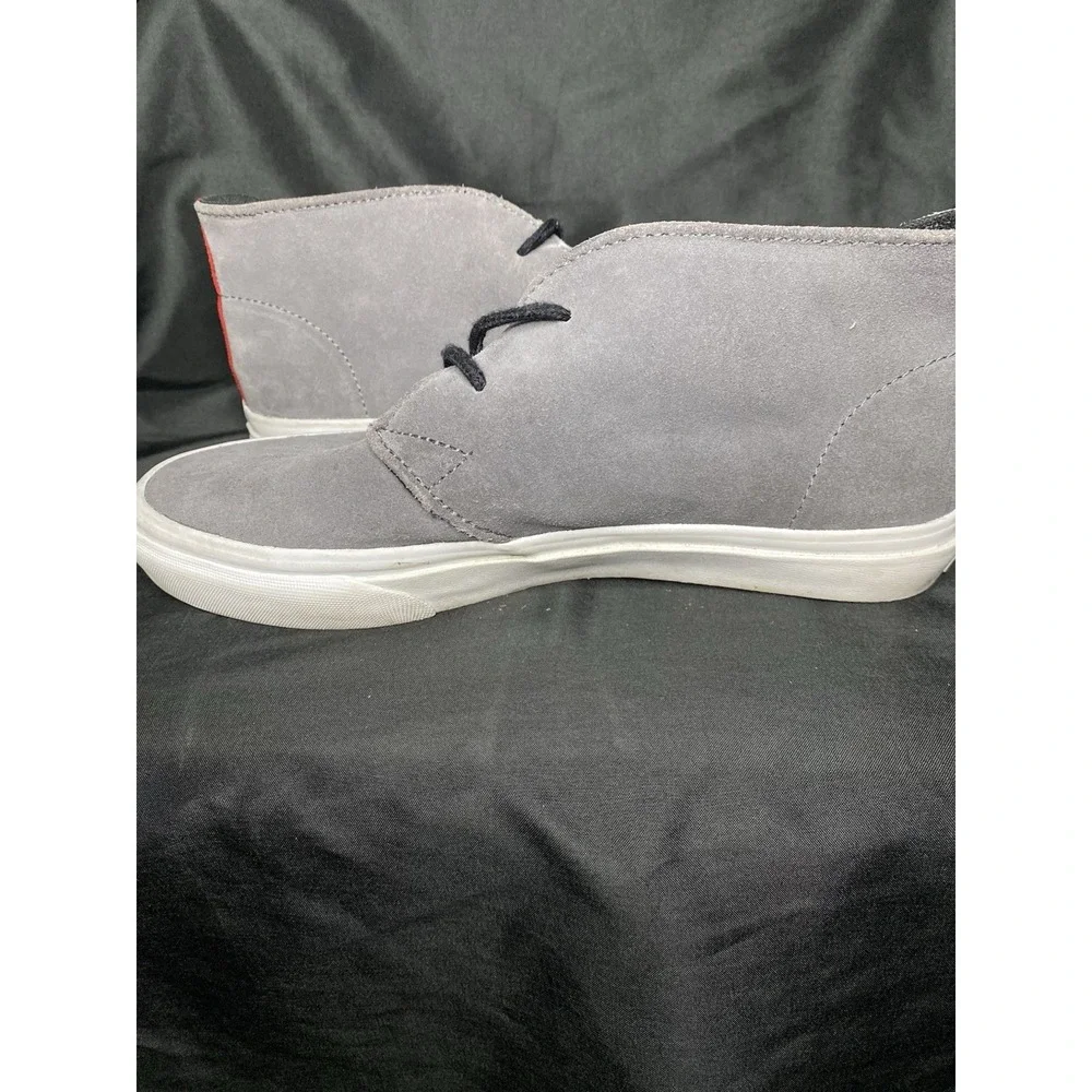 Vans Gray Suede Chukka Mid Red Sole Tribal Heel Tape Mens Size 7